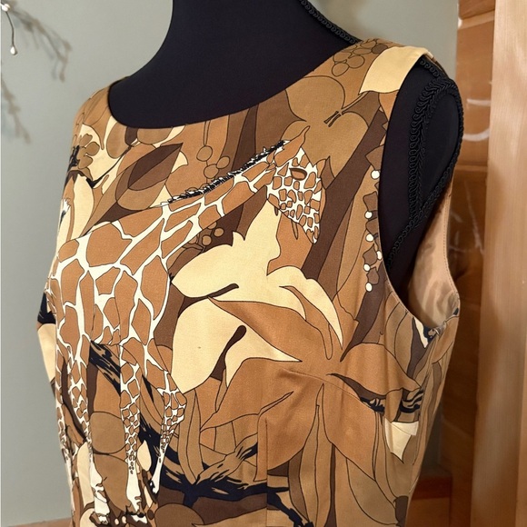 Talbots Cream and Brown Midi Dress with Timeless Elegance - Picture 2 of 11